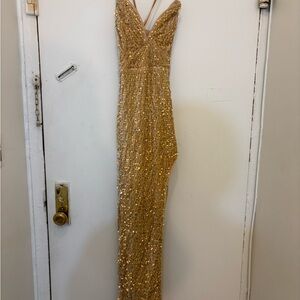 SHEIN Gold Strapless Sequin Dress